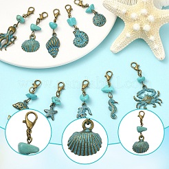 10Pcs Ocean Theme Alloy Pendant Decorations&nbsp;HJEW-YW00194