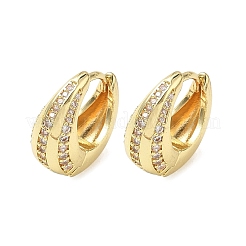 Brass Micro Pave Cubic Zirconia Hoop Earrings&nbsp;KK-CBA30C7-19G
