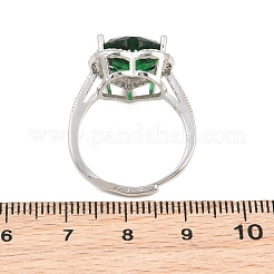 Heart Brass Micro Pave Cubic Zirconia Cuff Open Rings for Women&nbsp;CU-CBA0A21-02P-04
