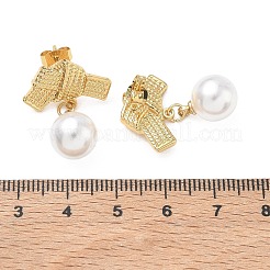 304 Stainless Steel & ABS Plastic Pearl Stud Dangle Earrings&nbsp;SA-CBA2696-40G