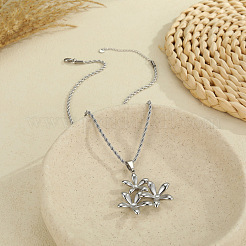 304 Stainless Steel 3D Flower Pendant Necklaces for Women&nbsp;WGDBDE2-02