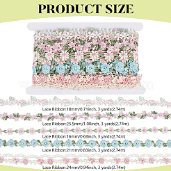 15 Yards 5 Styles Flower Polyester Embroidery Lace Ribbon&nbsp;OCOR-PH0008-03