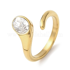 304 Stainless Steel Glass Cuff Open Rings&nbsp;RJEW-P177-02A-G