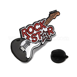Rock Theme Electric Guitar with Word Rock Star Enamel Pins&nbsp;JEWB-D310-04EB-03