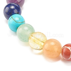 Natural Lava Rock & Mixed Gemstone Round Beaded Stretch Bracelet&nbsp;BJEW-JB08008