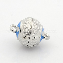 Round Platinum Plated Alloy Enamel Magnetic Clasps with Loops&nbsp;ENAM-P110-M