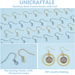 120Pcs 2 Colors 304 Stainless Steel French Hooks with Coil&nbsp;STAS-UN0054-47