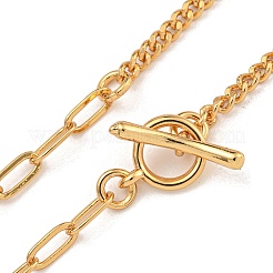 Brass Curb Chain & Paperclip Chain Necklaces for Women&nbsp;NJEW-U011-08G