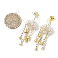 Brass & Stainless Steel Dangle Stud Earrings&nbsp;EJEW-TA00621