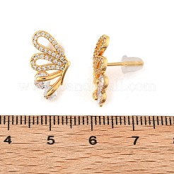 Brass Micro Pave Clear Cubic Zirconia Stud Earrings&nbsp;EJEW-B131-04G
