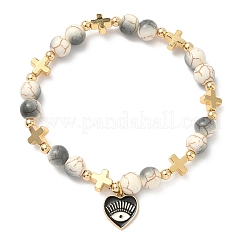 Heart with Eye Alloy Enamel Charm Bracelets&nbsp;BJEW-JB12287-03