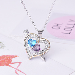 Alloy Rhinestone Heart Pendant Necklaces for Women&nbsp;WG114D4-01