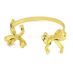 Rack Plating Bowknot Brass Cuff Bangles for Women&nbsp;BJEW-B106-25A-G