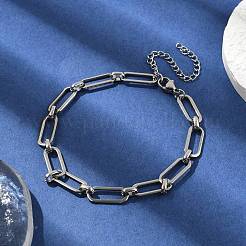 304 Stainless Steel Paperclip Chains Bracelets for Men & Women&nbsp;BJEW-D042-32P