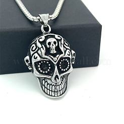 Punk Retro 304 Stainless Steel Skull Pendant Necklaces for Women Men&nbsp;LM6157