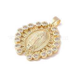 Brass Cubic Zirconia Pendants&nbsp;KK-Z050-09G-01