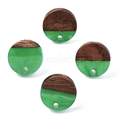 Resin & Walnut Wood Stud Earring Findings&nbsp;MAK-N032-007A-H03