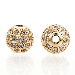 Rack Plating Brass Cubic Zirconia Beads&nbsp;ZIRC-S001-8mm-A01