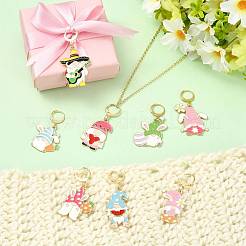 8Pcs Easter Theme Alloy Enamel Pendant Locking Stitch Markers&nbsp;HJEW-FS00101-02