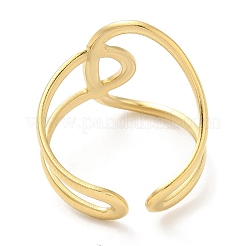 304 Stainless Steel Wire Wrap Open Cuff Ring for Women&nbsp;RJEW-I098-02G