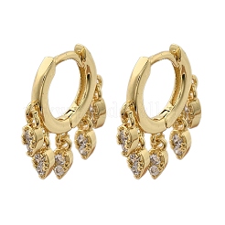 Brass Micro Pave Clear Cubic Zirconia Huggie Hoop Earrings&nbsp;EJEW-K083-45G