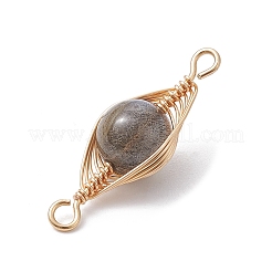 Natural Labradorite Copper Wire Wrapped Connector Charms&nbsp;PALLOY-JF02518-02