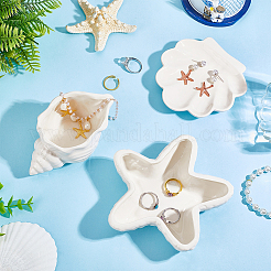 3Pcs 3 Styles Starfish Shell Shaped Porcelain Jewelry Plate&nbsp;AJEW-PH0007-35