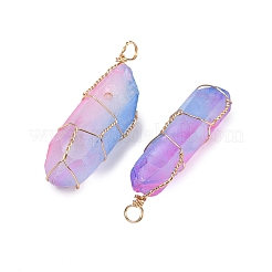 16Pcs Electroplated Raw Rough Natural Quartz Crystal Pendants&nbsp;PALLOY-AB00115