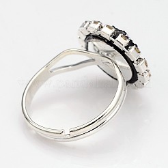 Adjustable Druzy Round Resin Silver Color Plated Brass Finger Rings&nbsp;RJEW-JR00138-02