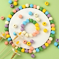 240Pcs 6 Colors Painted Natural Wood Beads&nbsp;WOOD-LS0001-47