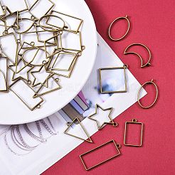 Rack Plating Alloy Open Back Bezel Pendants&nbsp;PALLOY-SZ0001-18AB