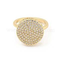 Flat Round Brass Micro Pave Clear Cubic Zirconia Finger Rings&nbsp;RJEW-G309-41G
