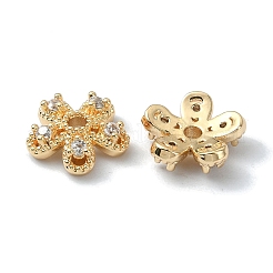 Brass Micro Pave Cubic Zirconia Bead Cap&nbsp;KK-A194-12G