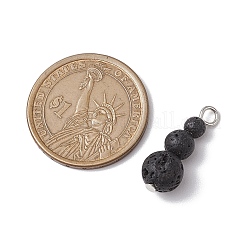 Natural Lava Rock Round Beaded Pendants&nbsp;PALLOY-JF02867-06