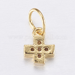 Brass Micro Pave Cubic Zirconia Tiny Cross Charms&nbsp;ZIRC-E135-31G