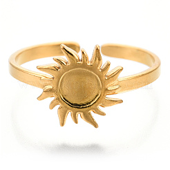 Ion Plating(IP) 304 Stainless Steel Sun Cuff Rings&nbsp;RJEW-N038-116LG