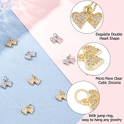 10Pcs 2 Colors Rack Plating Brass & Clear Cubic Zirconia Pendants&nbsp;KK-HS0001-11