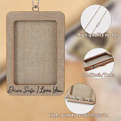 Rectangle with Word Drive Safely I Love You Wood Hanging Photo Frame&nbsp;HJEW-SP0001-19C