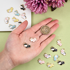 50Pcs 5 Colors Alloy Enamel Pendants&nbsp;ENAM-CJ0001-69