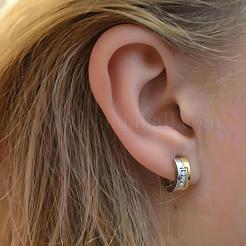Two Tone 304 Stainless Steel Micro Pave Cubic Zirconia Hoop Earrings for Women&nbsp;CI7583