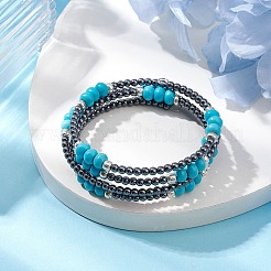 Non-magnetic Synthetic Hematite Bead & Synthetic Turquoise Bangle Making&nbsp;BJEW-JB10990
