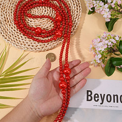 ABS Plastic Pearl Round Bead with Nylon Thread Christmas Trees Decoration&nbsp;HJEW-PH02606