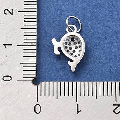 925 Sterling Silver Micro Pave Clear Cubic Zirconia Charms&nbsp;STER-S009-03A-S