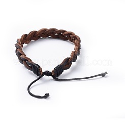 Adjustable Cowhide Leather Cord Braided Bracelets&nbsp;BJEW-JB04437-01
