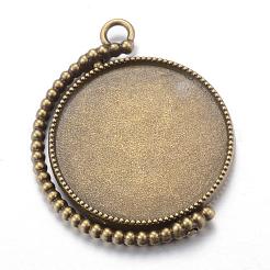 Rotatable Tibetan Style Alloy Pendant Cabochon Settings&nbsp;PALLOY-S087-012AB