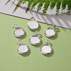 201 Stainless Steel Pendant Cabochon Settings&nbsp;STAS-F191-14S-A