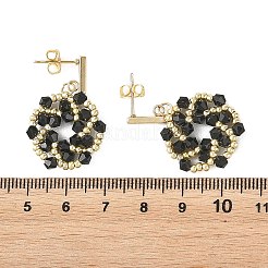 Flower Glass Beaded Dangle Earrings&nbsp;EJEW-MZ00776-02