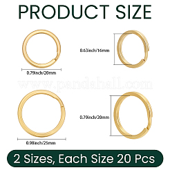 40Pcs 2 Styles Brass Split Key Rings&nbsp;KK-CY0001-05