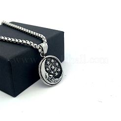 Men's 304 Stainless Steel Moon Star Pendant Punk Vintage Necklaces&nbsp;LS-LK3922