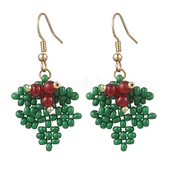 Christmas Handmade Glass Seed Beads Dangle Earrings&nbsp;EJEW-MZ00516